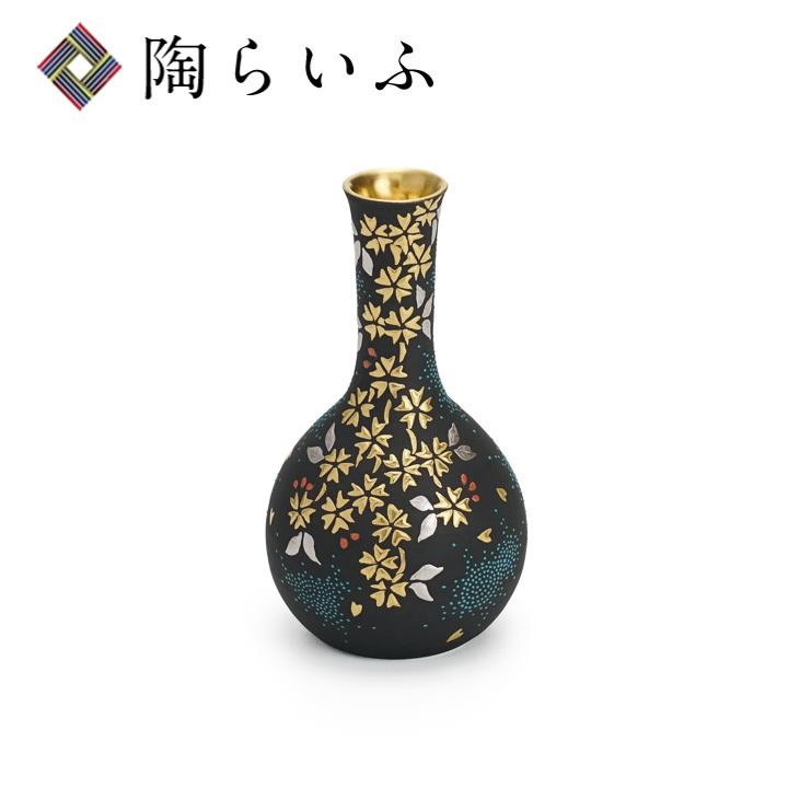 九谷焼 2.8号花入 白金盛枝垂桜図青粒 / 仲田錦玉 桐箱入り : 使う 