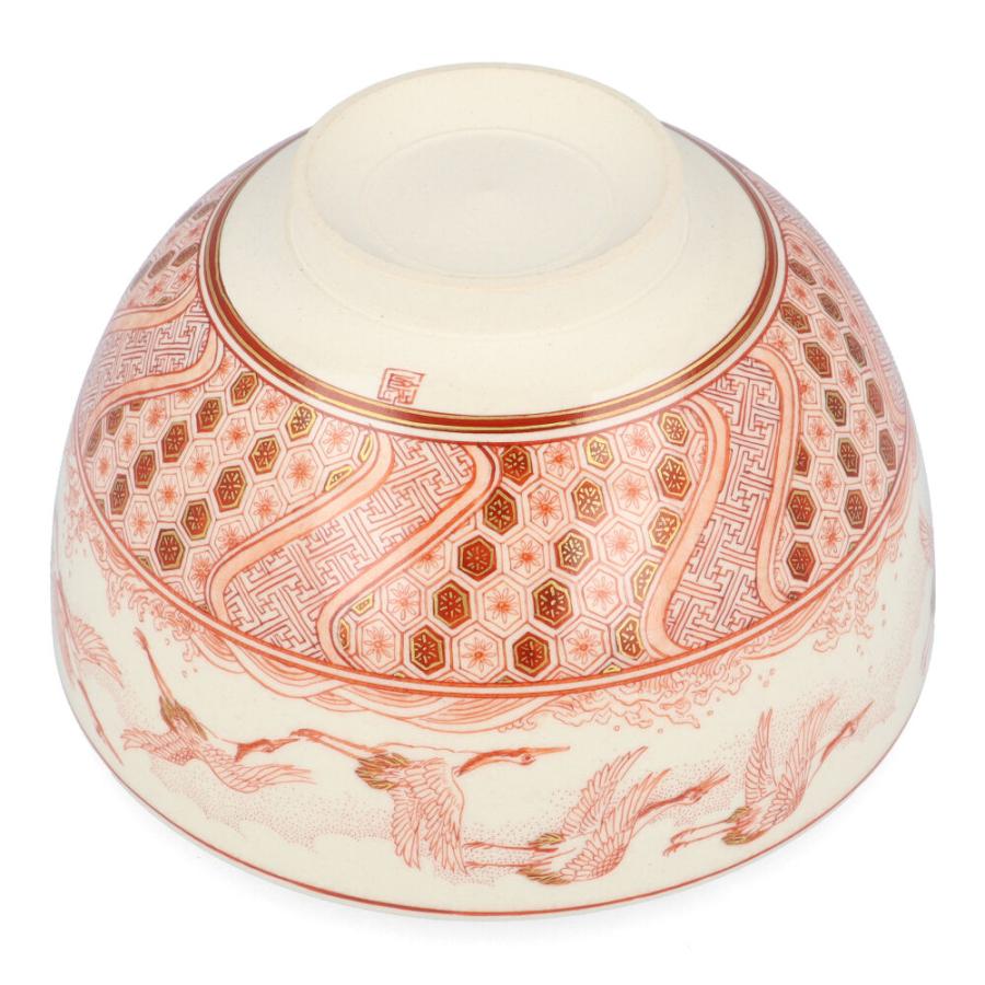 九谷焼　福島武山　赤絵瓔珞文　茶碗　共箱 九谷焼 【限定品】 抹茶碗 鶴文 (桐箱入) / 福島武山 赤絵 人気作家
