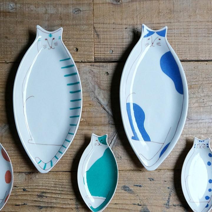 九谷焼 ハレクタニ ネコ皿 3種類から選べる 中皿 かわいい おしゃれ