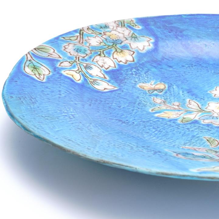 九谷焼 大皿 風の道 ブルー / うつつ窯 稲積佳谷 青 和食器 皿 盛り皿