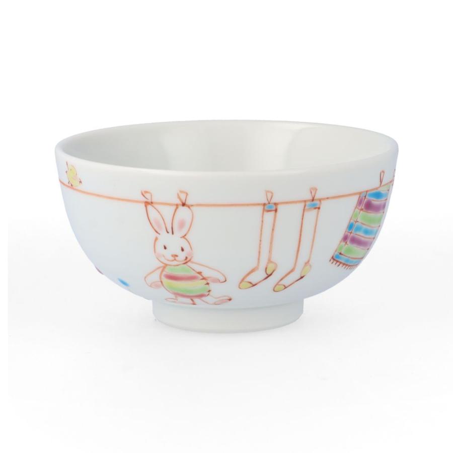 九谷焼 小飯碗 プチ飯碗 洗濯物 / 色絵遊 | お茶碗 キッズ茶碗 径9.5cm 