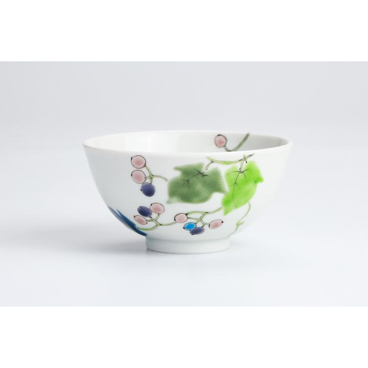 九谷焼 飯碗 野ぶどう / 色絵遊 ｜ お茶碗 ごはん茶碗 11.2cm 人気