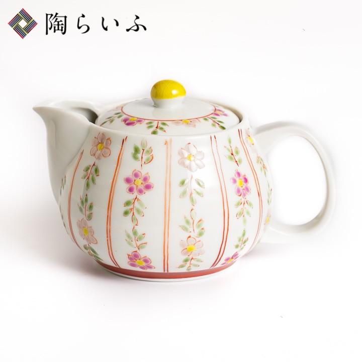 九谷焼 ポット急須 赤小花 / 色絵遊 ｜ 茶器 ヒョウ柄 ポット 急須 400ml 人気 ギフト 贈り物 内祝い お返し 結婚祝い