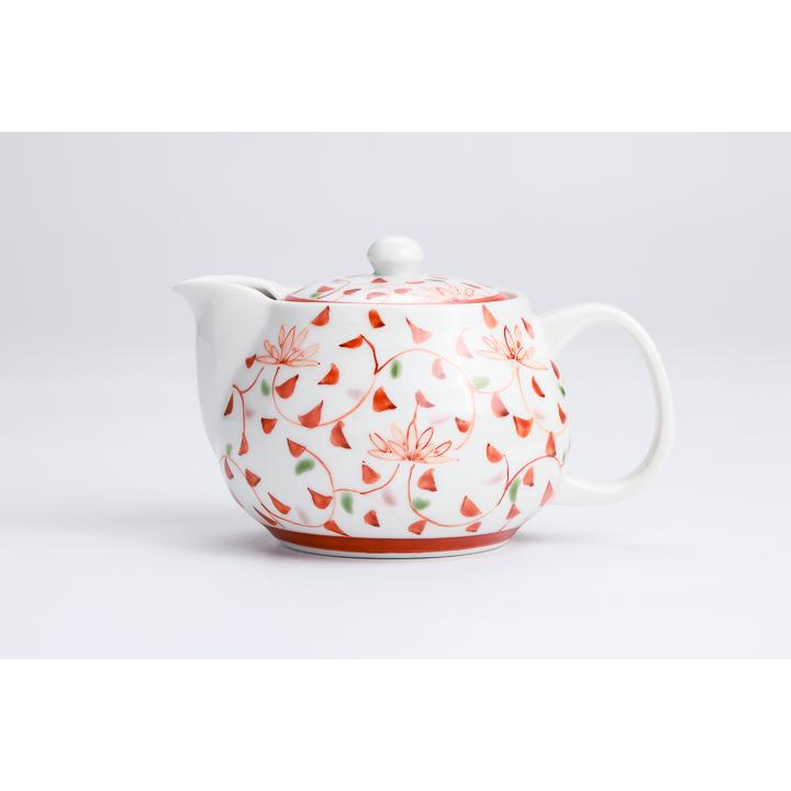 九谷焼 ポット急須 赤唐草 / 色絵遊 ｜ 茶器 ポット 急須 360ml 人気