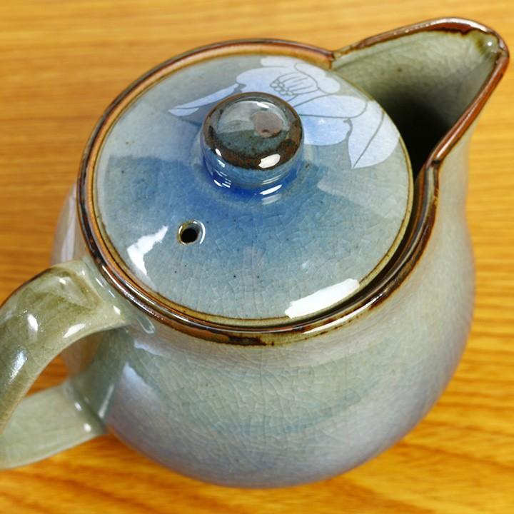 九谷焼 憩い揃 銀彩山茶花 送料無料 和食器 湯呑 急須 茶器 セット