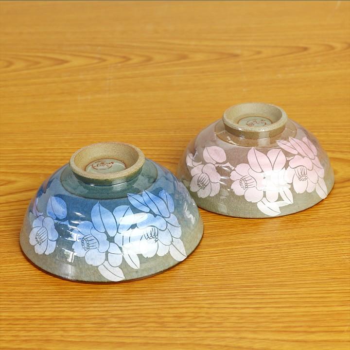 九谷焼 睦揃 銀彩山茶花 和食器 夫婦茶碗 茶碗 湯呑み ペア 人気
