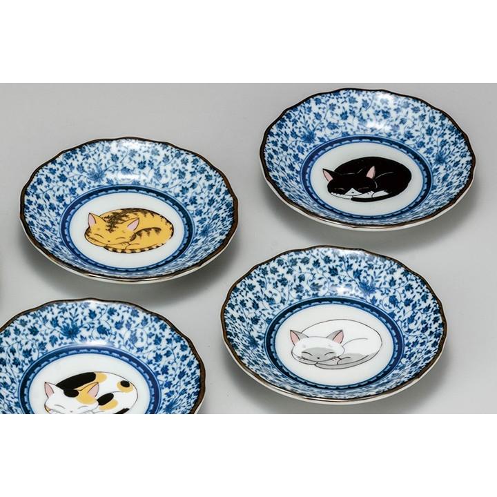 九谷焼 4号皿揃 眠り猫 和食器 九谷焼 皿 中皿 人気 ギフト セット 贈り物 K6 53 使う 贈る 九谷焼専門店 陶らいふ 通販 Yahoo ショッピング