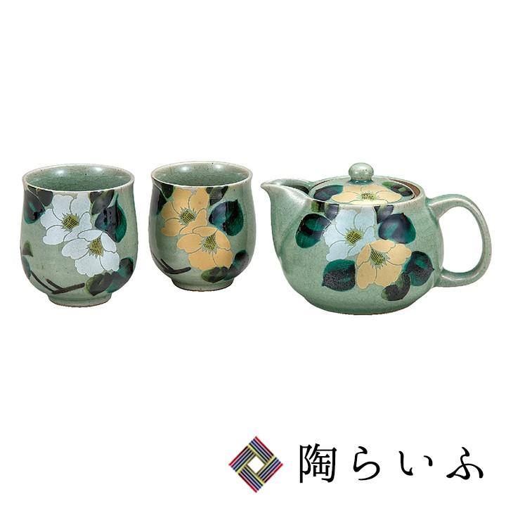九谷焼 くつろぎ揃 金銀椿網付 送料無料 和食器 湯呑 急須 茶器 ペア セット ギフト 人気 贈り物 K6 587 使う 贈る 九谷焼専門店 陶らいふ 通販 Yahoo ショッピング