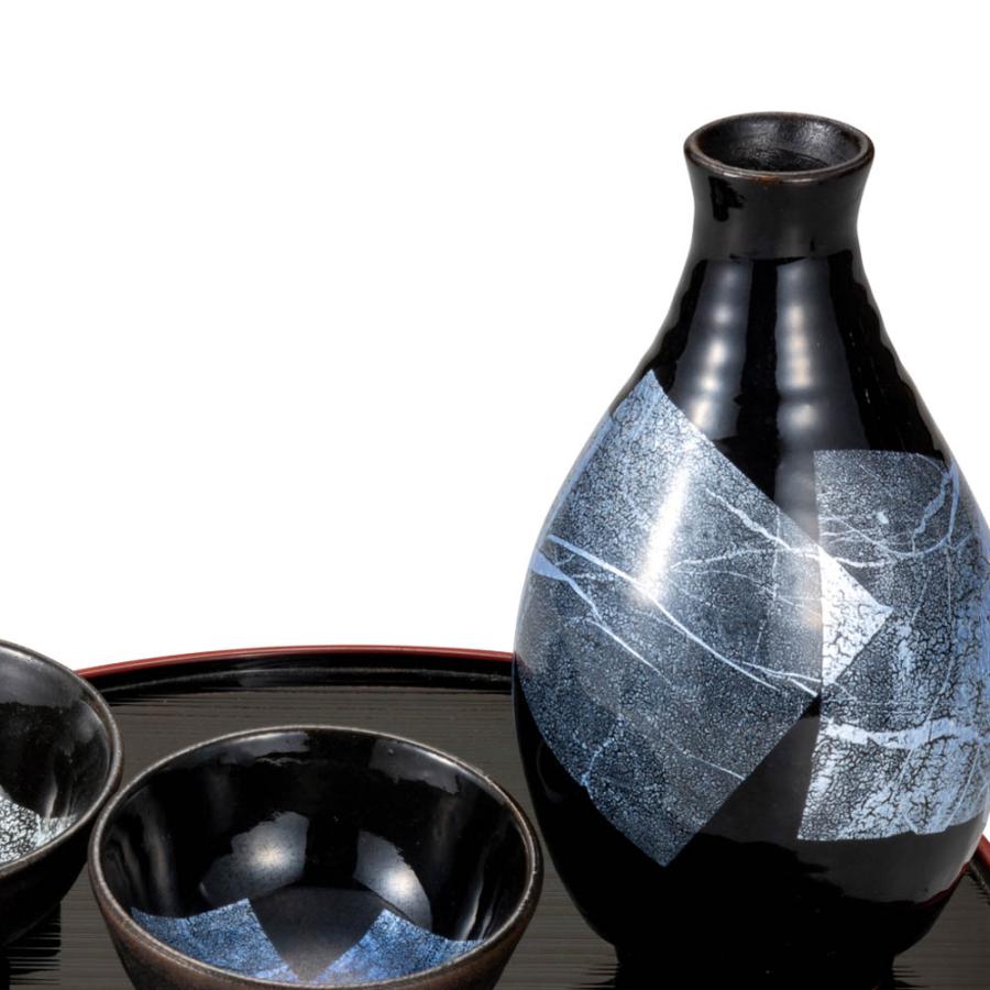 九谷焼 晩酌酒器 銀彩（盆付） 和食器 酒器 徳利 ぐい呑み 人気 ギフト
