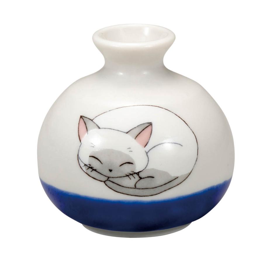 九谷焼 1.8号小つぼ花生 眠り猫 しろ 花瓶 一輪生 ギフト 人気 贈り物 
