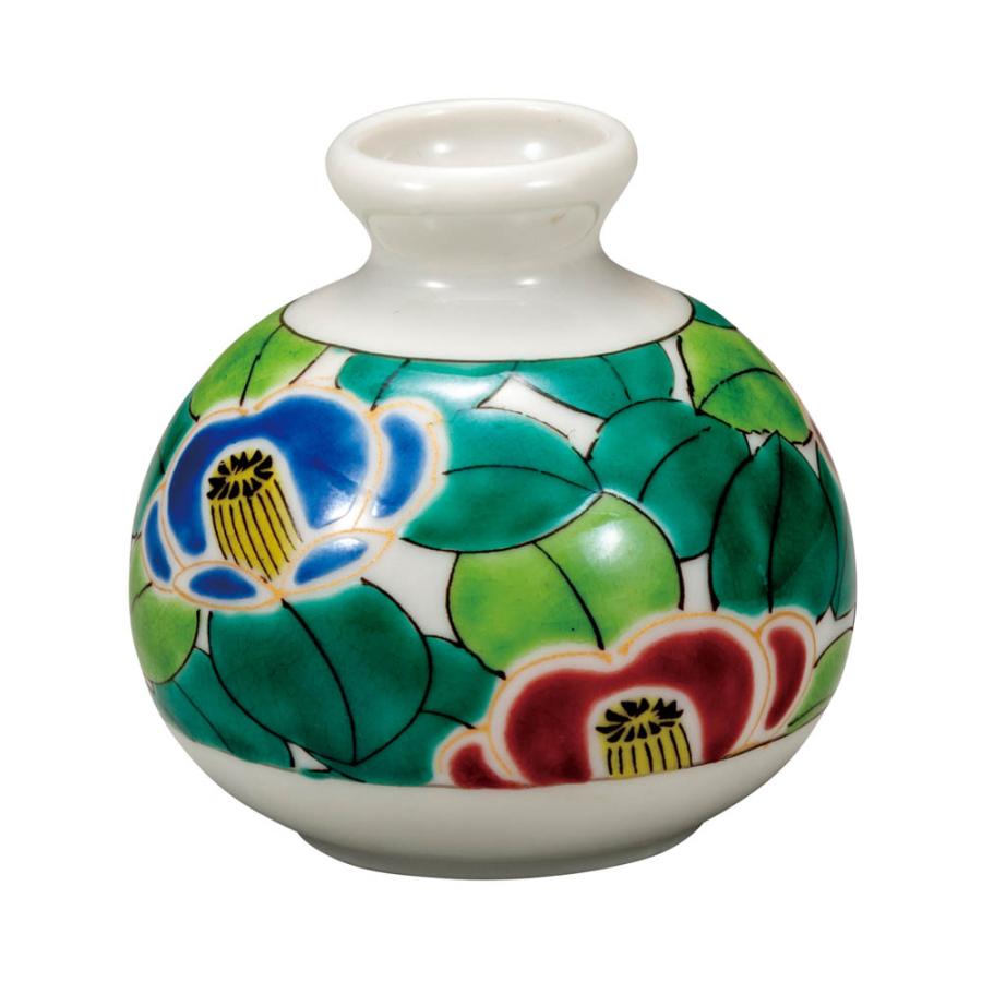 九谷焼　花瓶　花生　緑彩 九谷焼花瓶花生緑彩