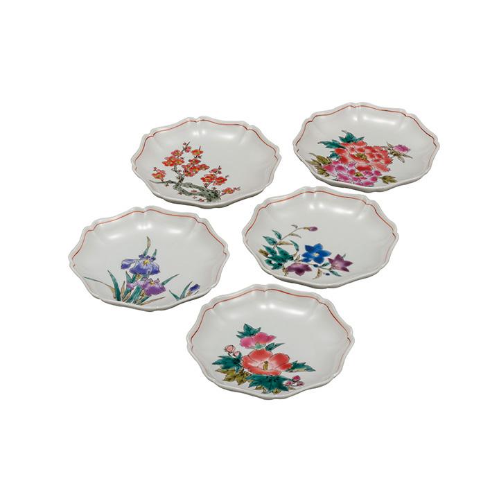 九谷焼 5.2号皿揃 草花絵変り / 澤田郁美 人気 ギフト 贈り物 結婚祝い