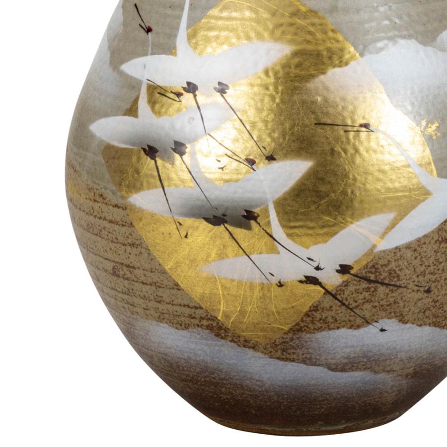 九谷焼　山田登陽志　花瓶 7.5号花瓶 金箔楓花鳥/山田登陽志