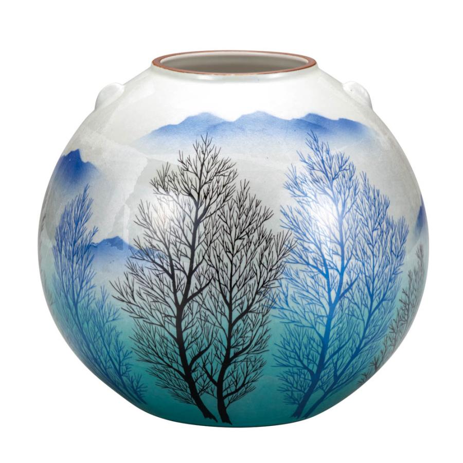 九谷焼 8号花瓶 銀彩木立 花瓶 花器 ギフト 人気 贈り物 結婚祝い