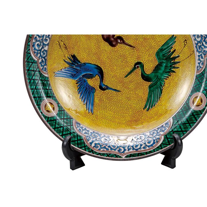 九谷焼 10号飾皿 吉田屋鶴（皿立付） 送料無料 皿 飾り皿 人気 ギフト