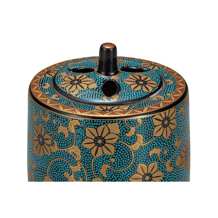 【未使用】九谷焼 香炉 青粒鉄仙 3号　お香　線香　リラックス　プレゼント 九谷焼 3号香炉 青粒金鉄仙 人気 ギフト 贈り物 結婚祝い 内祝い