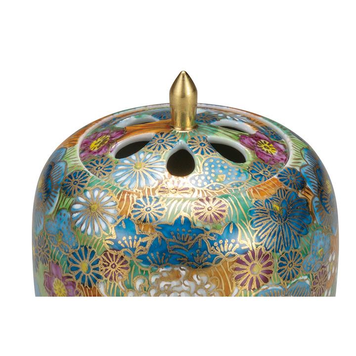 伝統工芸九谷焼 香炉 金襴手花尽くし 菖蒲（アヤメ）GIFT対応可 楽天