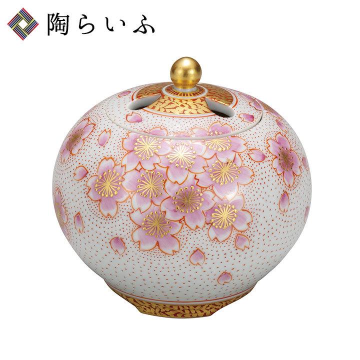 九谷焼 3.2号香炉 金襴手桜 / 福田良則 香炉 仏具 人気 ギフト 新築祝い 開業祝い 記念品 法人ギフト k9-1515 木箱入り