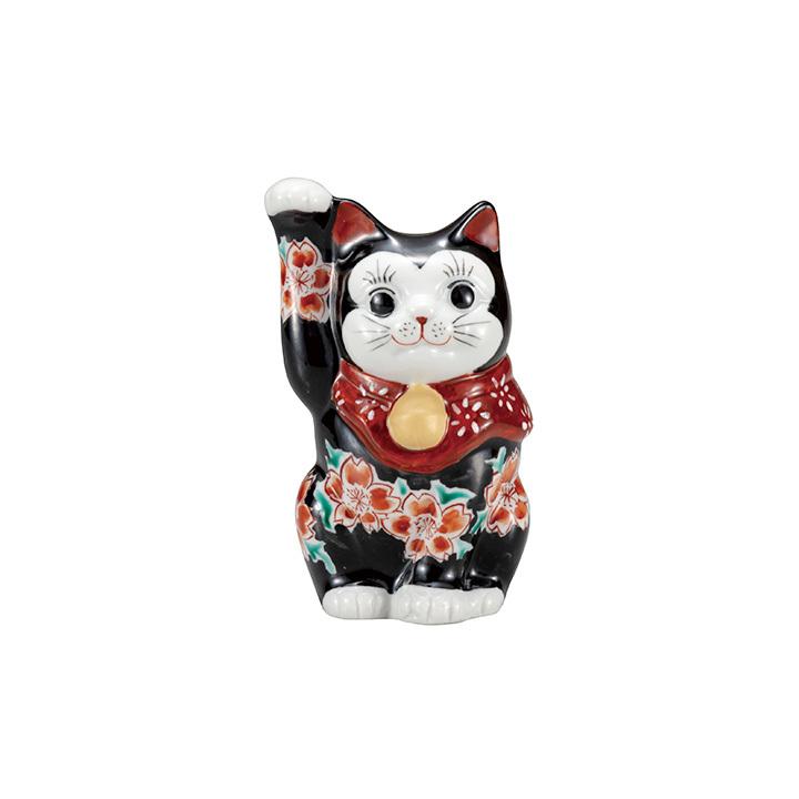 【九谷焼】お祈り猫 招き猫 黒地桜 縁起物 置物 九谷焼】お祈り猫 招き猫 黒地桜 縁起物 置物 九谷焼】お祈り猫 招き猫