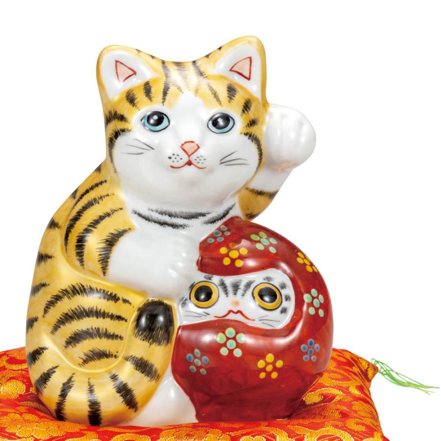 九谷焼 5号達磨招き猫 金彩（布団付） 置物 縁起物 招き猫 ギフト 人気