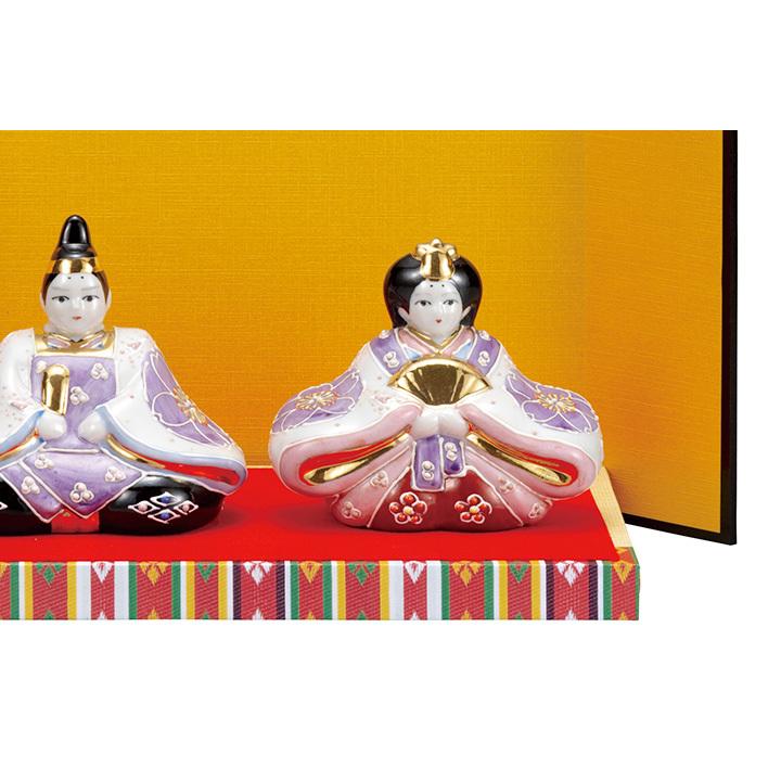 【値下げ】新品　九谷焼　３号雛人形　花むらさき　ひな祭り 九谷焼 3号雛人形 花むらさき 親王飾り コンパクト おしゃれ 平飾り 二