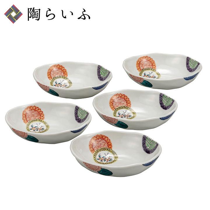 九谷焼 5.5号小鉢揃 色絵丸紋 和食器 鉢 小鉢 人気 ギフト セット 