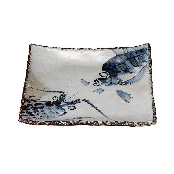 九谷焼 田中正人　皿　食器 九谷焼 9号角盛皿 海老鯛/田中正人 送料無料 和食器 皿 盛皿 人気