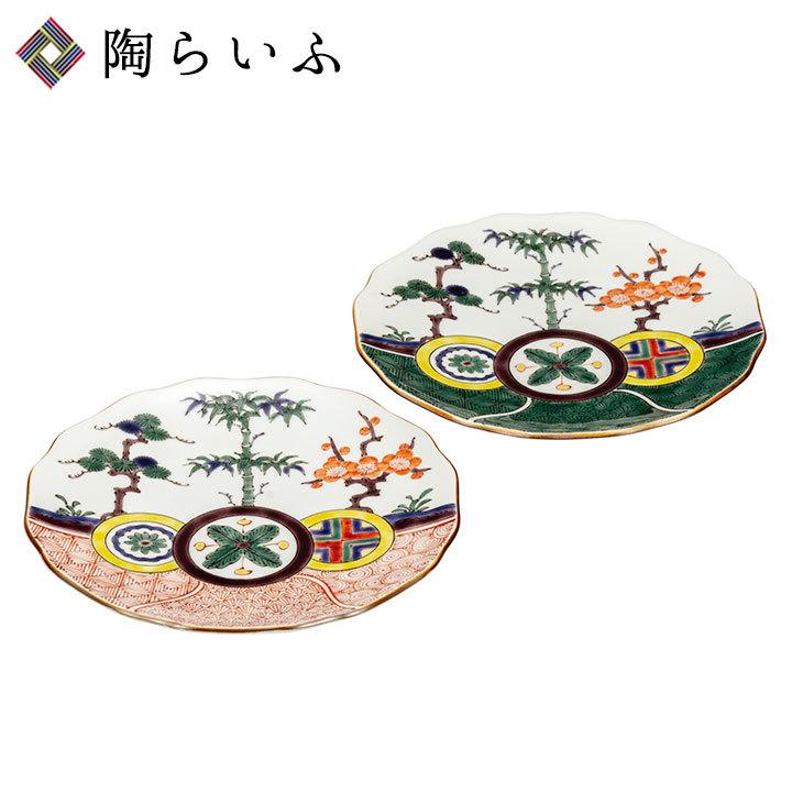 九谷焼 6号組皿 割取松竹梅 / 銀泉窯 人気 ギフト 贈り物 結婚祝い 内祝い お祝い k9-398 化粧箱入り