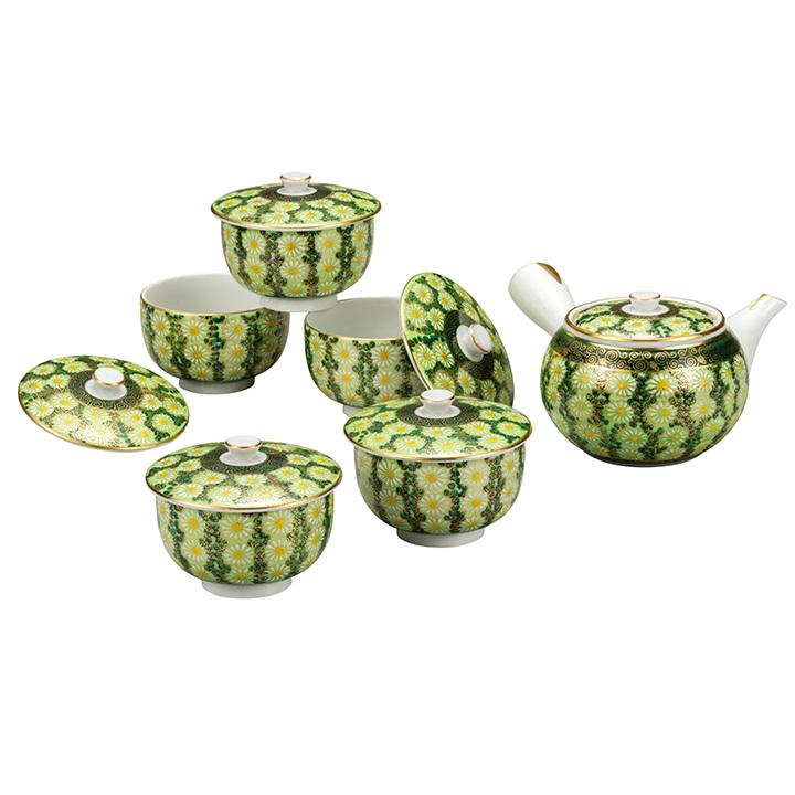 九谷焼 蓋付茶器 菊詰 送料無料 和食器 茶器 急須 汲出し 湯呑 九谷焼 蓋付茶器 菊詰 送料無料 和食器 茶器 急須 汲出し 湯呑