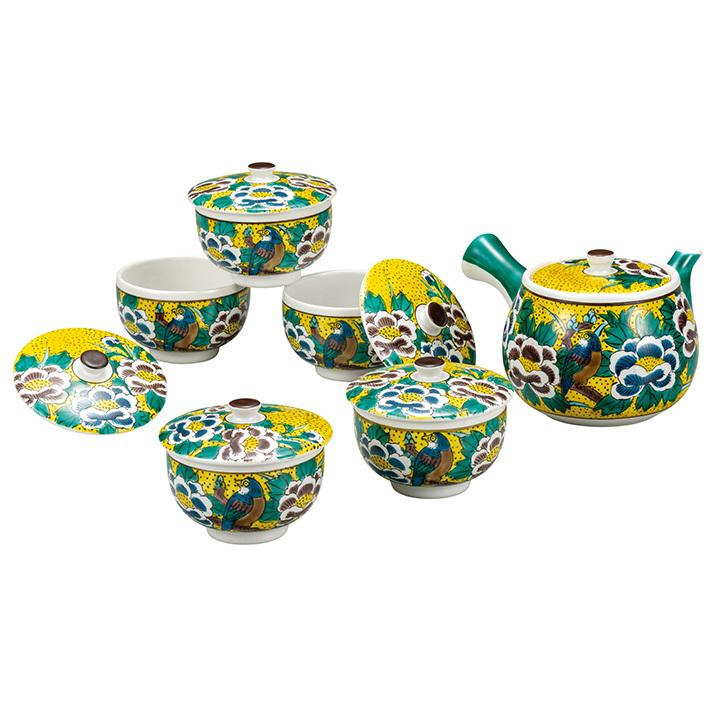九谷焼 蓋付茶器 吉田屋花鳥 送料無料 和食器 茶器 急須 汲出し 九谷焼 蓋付茶器 吉田屋花鳥 送料無料 和食器 茶器 急須 汲出し
