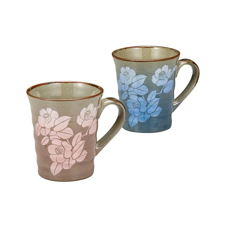 九谷焼 ペアマグカップ 銀彩山茶花 和食器 マグカップ ペア 人気