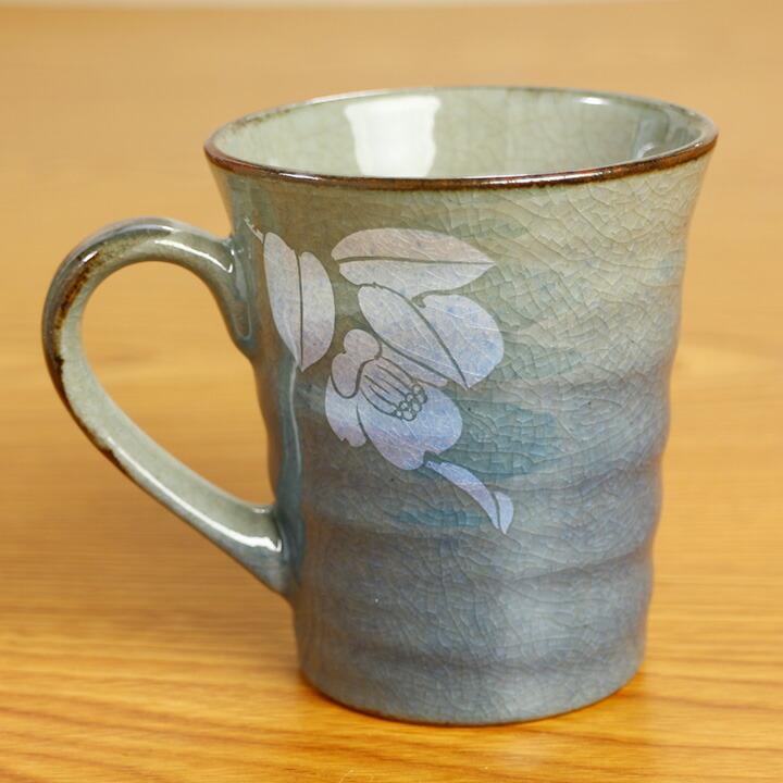 九谷焼 ペアマグカップ 銀彩山茶花/美山窯 送料無料 和食器 九谷焼 ペアマグカップ 銀彩山茶花/美山窯 送料無料 和食器