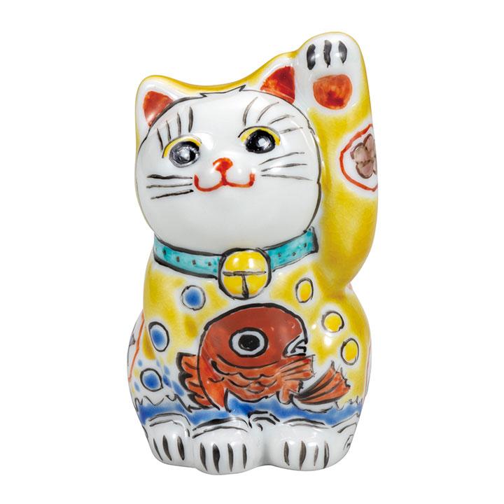 招き猫 陶器九谷焼色盛り上げ高さ29cm