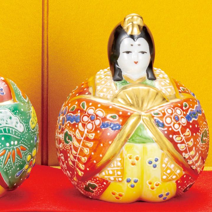 【九谷焼】玉雛・お雛様の飾り 九谷焼 3号 玉雛人形 緑盛 置物 お雛様 ひな祭り 桃の節句 人気 ギフト