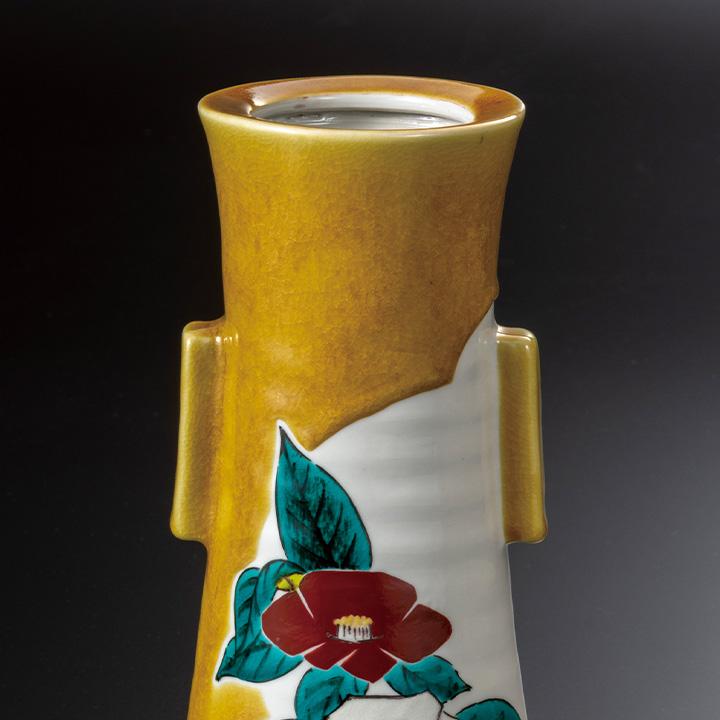 九谷焼 7.5号花瓶 色絵椿寿 / 三代目浅蔵五十吉 花瓶 花器 人気 ギフト 贈り物 結婚祝い 内祝い お祝い k9-2009 桐箱入り_1