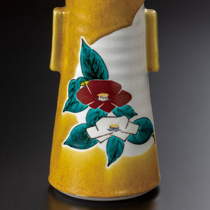 九谷焼 7.5号花瓶 色絵椿寿 / 三代目浅蔵五十吉 花瓶 花器 人気 ギフト 贈り物 結婚祝い 内祝い お祝い k9-2009 桐箱入り_2