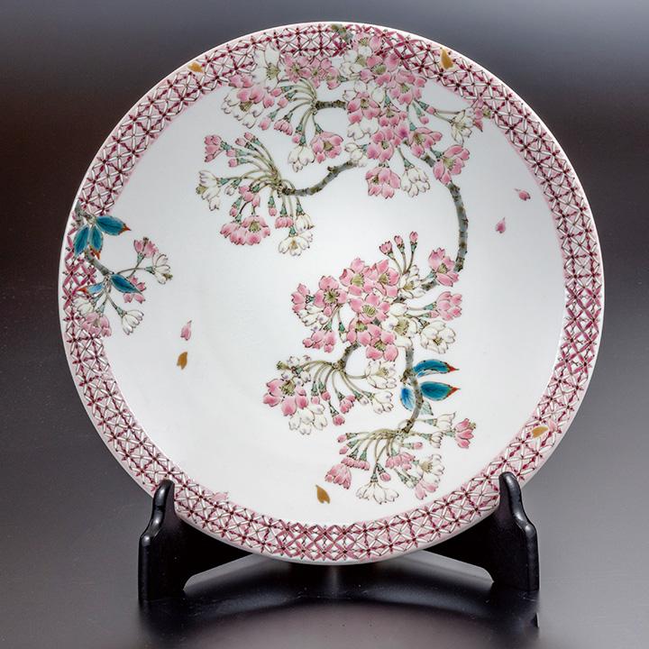 九谷焼 10号飾皿 桜（皿立付） / 平野由佳 飾り皿 人気 ギフト 贈り物