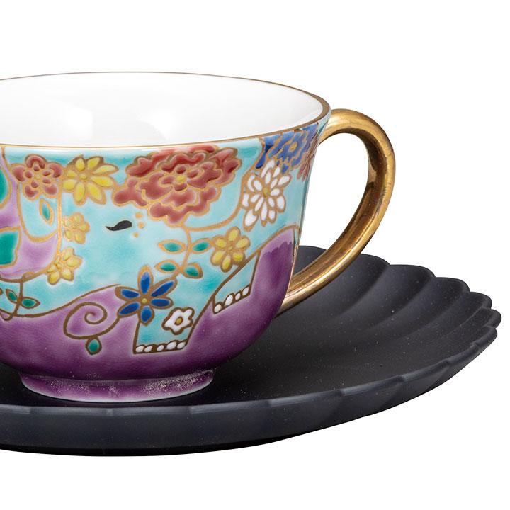 九谷焼 カップ＆ソーサー 碧象（ソーサー山中漆器） コーヒーカップ