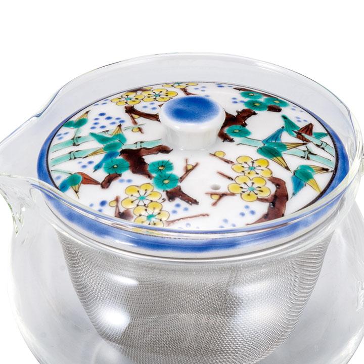 九谷焼 九谷和 ポット NAGOMI POT 古九谷風松竹梅（茶こし付） 茶器 湯呑 ポット 急須 人気 ギフト 贈り物 結婚祝い 内祝い お祝い k9-3033 化粧箱入り_1