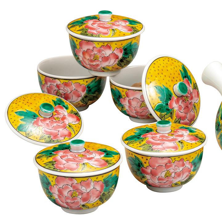 九谷焼 蓋付茶器 吉田屋牡丹/澤田郁美 茶器 湯呑 人気 ギフト 九谷焼 蓋付茶器 吉田屋牡丹/澤田郁美 茶器 湯呑 人気 ギフト