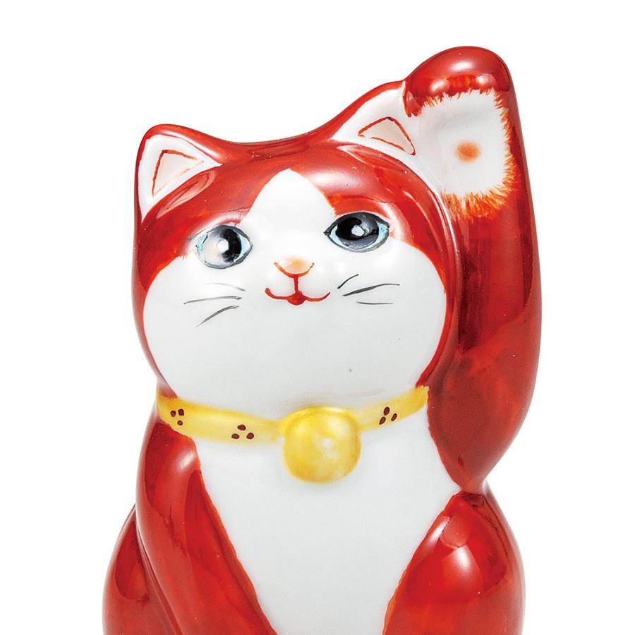 招き猫 九谷焼 朱地金彩 3号 置物 縁起物 九谷焼 3号招き猫 朱地金彩｜ 置物 縁起物 招き猫 人気 ギフト 贈り物