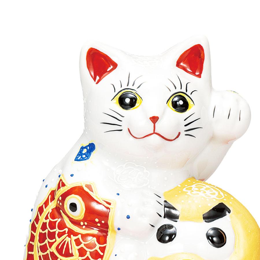 九谷焼 5号達磨招き猫 祝鯛（布団付）｜ 置物 縁起物 招き猫 人気