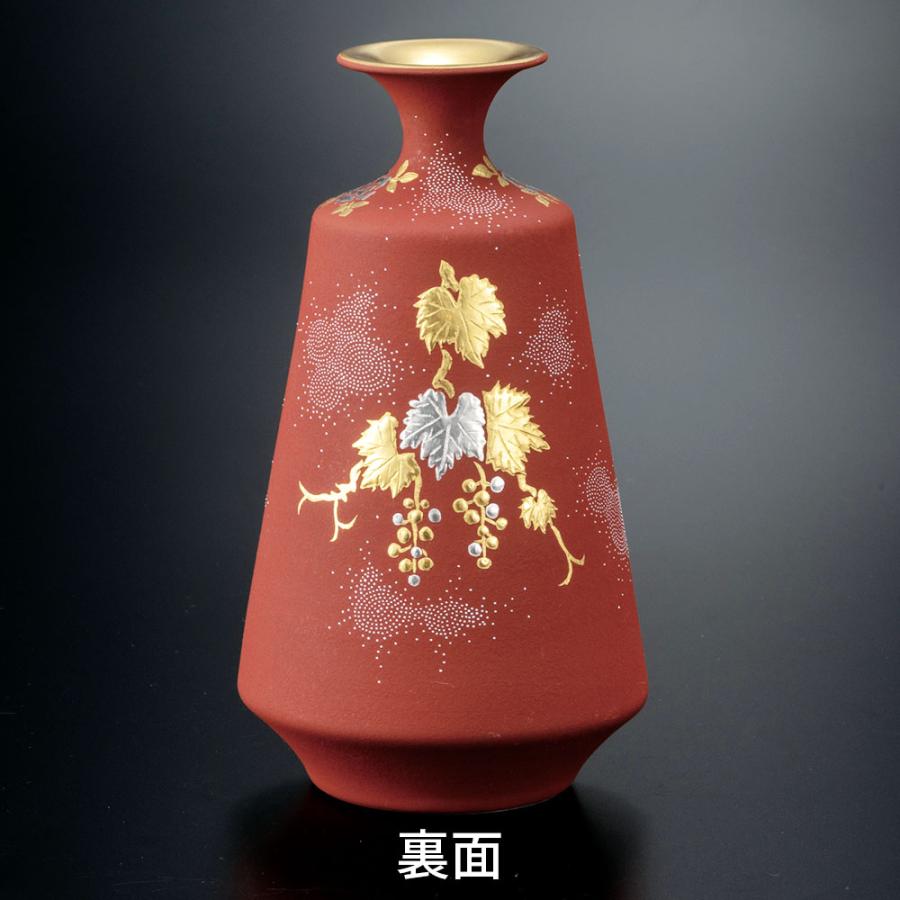九谷焼 6.5号華器 白金盛葡萄図白粒 / 仲田錦玉｜ 花瓶 花器 人気 ギフト 贈り物 結婚祝い 内祝い お祝い 桐箱入り_2