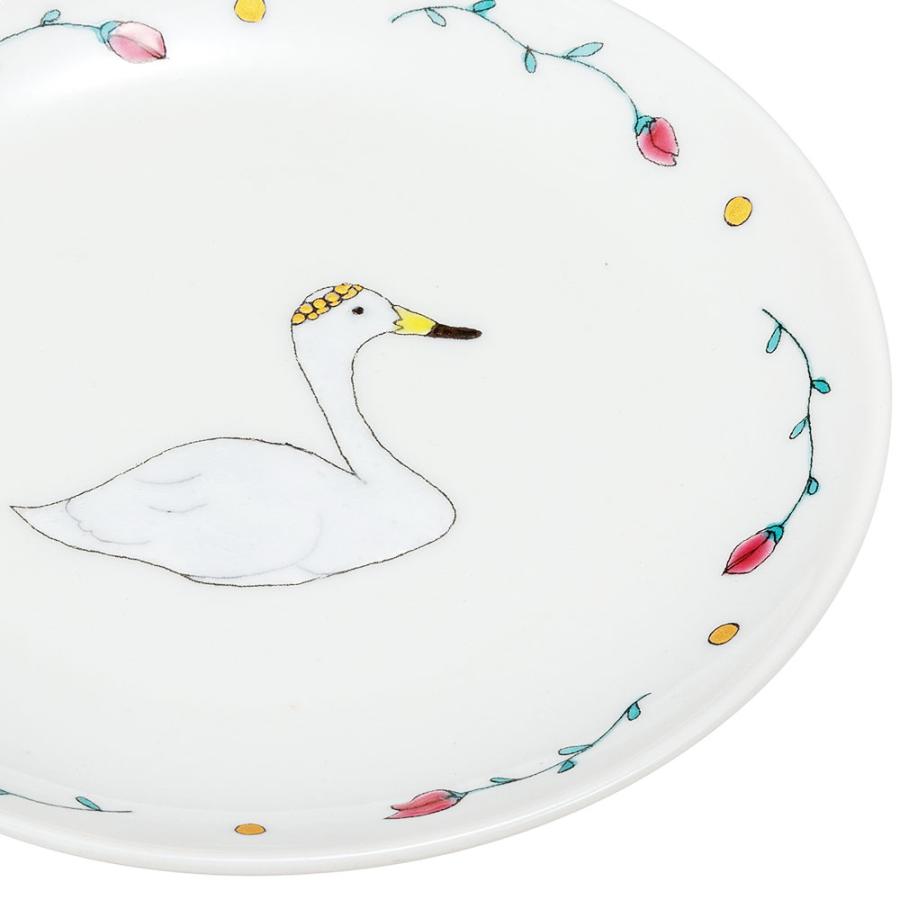 めいにゃん 九谷焼　おしどり　香合 九谷焼 5号皿 白鳥 ティアラ / オリメ 織窯 ｜ 15cm 小皿 可愛い トリ
