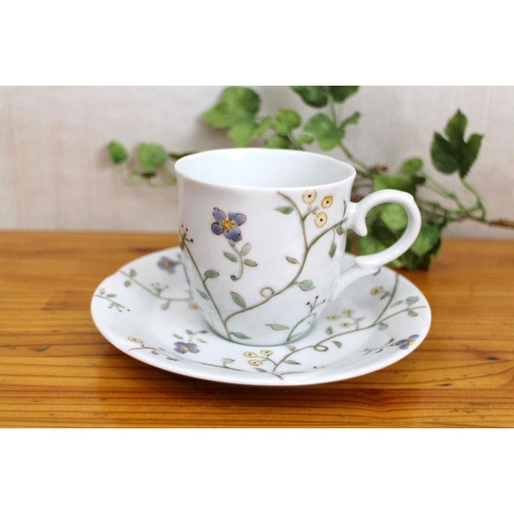 九谷焼 カップ&ソーサー 紫花唐草 / 川合孝知 和食器 コーヒーカップ