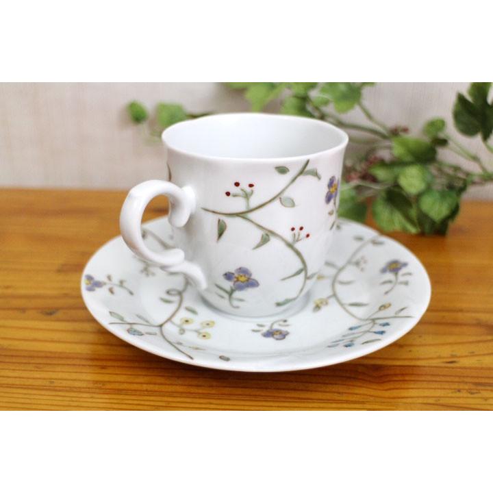 九谷焼 カップ&ソーサー 紫花唐草 / 川合孝知 和食器 コーヒーカップ