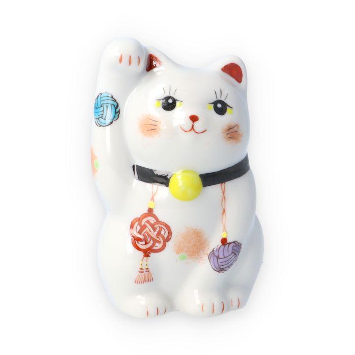 九谷焼 招き猫 水引 -結- 黒（右手） / 虚空蔵窯 置物 縁起物 招き猫