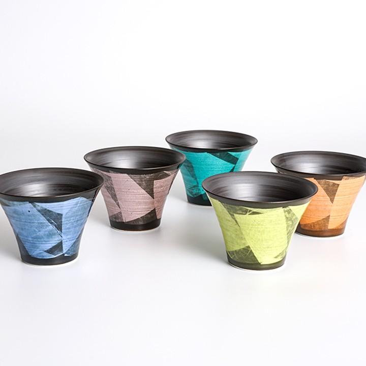 陶らいふ限定商品 5色から選べる 銀彩 いれこ碗 小 5点セット