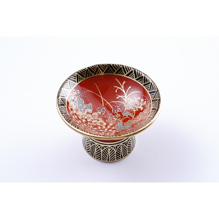 九谷焼 高台杯 Shugu 朱地色絵金彩丸菊文 / 錦山窯 KINZAN 和 九谷焼 高台杯 Shugu 朱地色絵金彩丸菊文 / 錦山窯 KINZAN 和