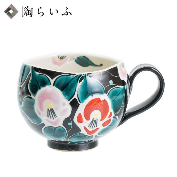 九谷焼 マグカップ 色絵無双椿 黒 虚空蔵窯 和食器 カップ マグカップ人気 ギフト Mg 22 使う 贈る 九谷焼専門店 陶らいふ 通販 Yahoo ショッピング